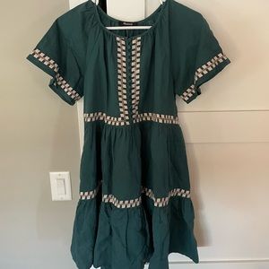 Embroidered Linen-Blend Flutter-Sleeve mini Dress